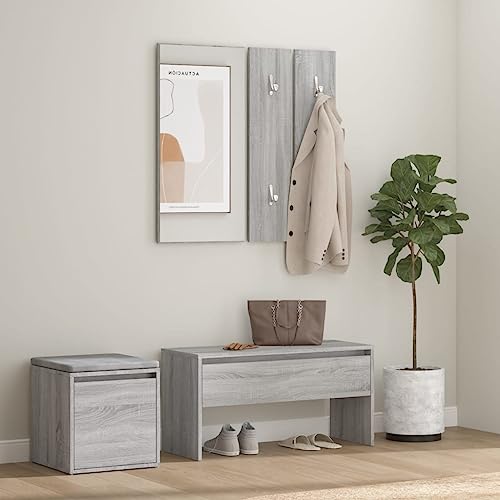 HOMEELIKE Garderoben-Set Grau Sonoma Holzwerkstoff HOMEELIKE Garderoben-Set Grau Sonoma Holzwerkstoff von HOMEELIKE