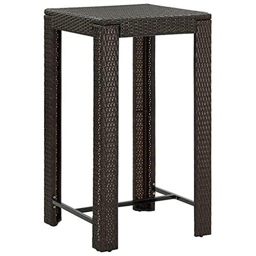 HOMEELIKE Garten-Bartisch Braun 60,5x60,5x110,5 cm Poly Rattan von HOMEELIKE