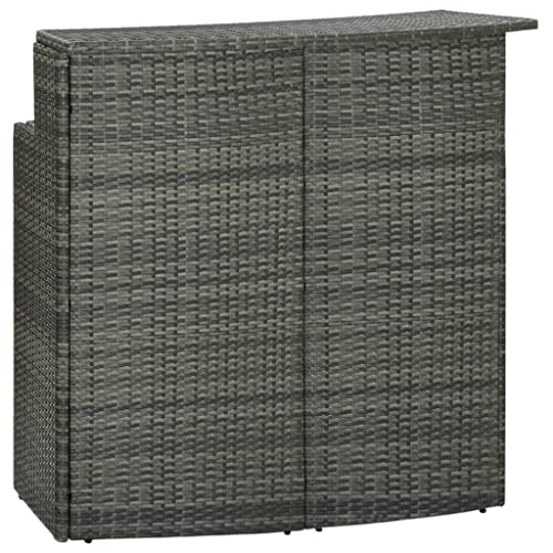 HOMEELIKE Garten-Bartisch Grau 120x55x110 cm Poly Rattan von HOMEELIKE