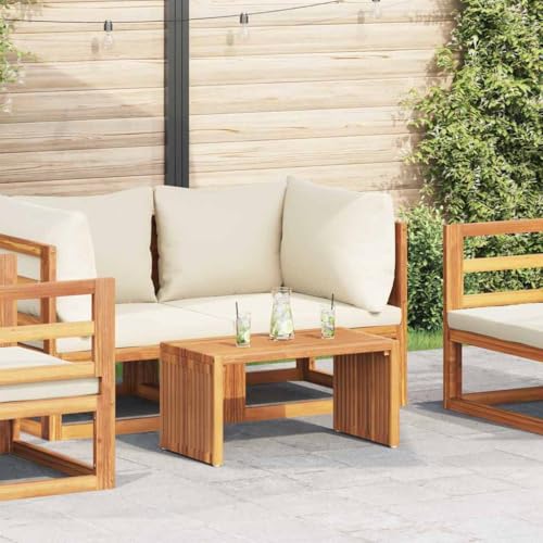 HOMEELIKE Garten Beistelltisch Braun 70 x 37,5 x 35,5 cm Teak-Massivholz von HOMEELIKE