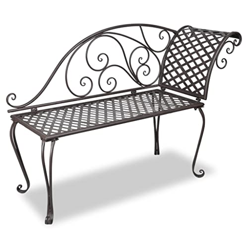 HOMEELIKE Garten-Chaiselongue 128 cm Stahl Antik Braun von HOMEELIKE