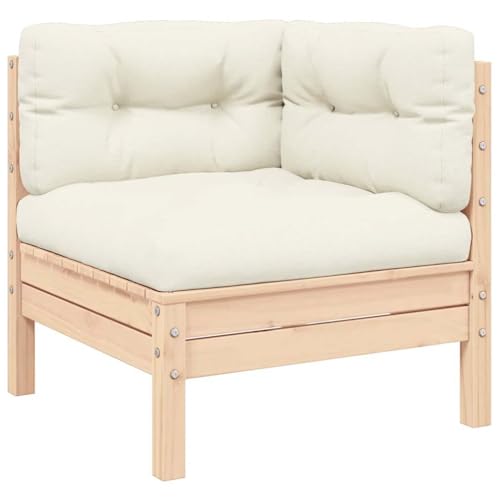 HOMEELIKE Garten-Ecksofa mit Kissen in Creme Massivholz Kiefer HOMEELIKE Garten-Ecksofa mit Kissen in Creme Massivholz Kiefer von HOMEELIKE