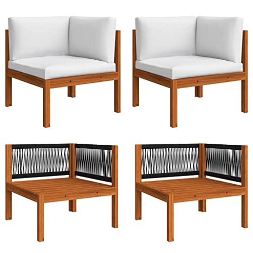 HOMEELIKE Garten-Ecksofas 2-TLG. mit Kissen Holz Akazie & Seil von HOMEELIKE