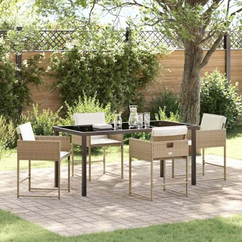 HOMEELIKE Garten Essgruppe 5 pcs Beige Poly-Rattan HOMEELIKE Garten Essgruppe 5 pcs Beige Poly-Rattan von HOMEELIKE