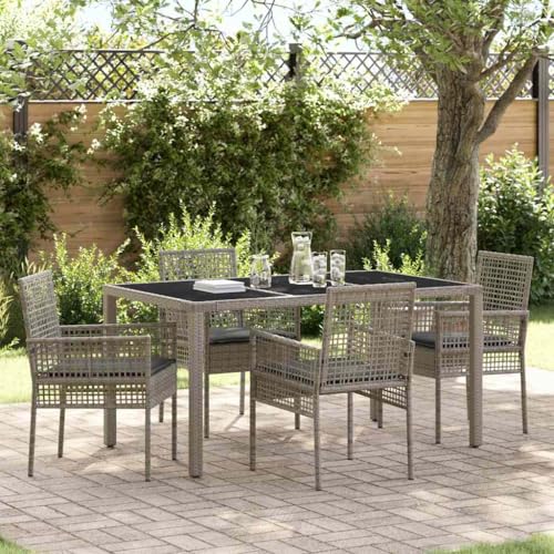 HOMEELIKE Garten Essgruppe 5 pcs Grau 150 x 90 x 75 cm Poly-Rattan von HOMEELIKE