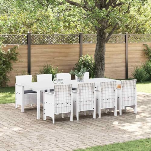 HOMEELIKE Garten Essgruppe 9 TLG Hellgrau Poly Rattan Sitzgruppe mit Tisch HOMEELIKE Garten Essgruppe 9 TLG Hellgrau Poly Rattan Sitzgruppe mit Tisch von HOMEELIKE