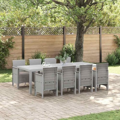 HOMEELIKE Garten Essgruppe 9 Teile Weiss Poly Rattan Modernes Design von HOMEELIKE