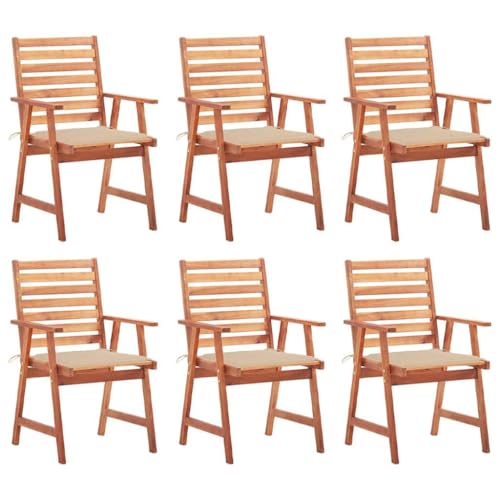 HOMEELIKE Garten-Essst¨¹hle 6 STK. mit Kissen Massivholz Akazie von HOMEELIKE