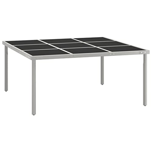 HOMEELIKE Garten-Esstisch 170x170x74,5 cm Glas und Stahl von HOMEELIKE