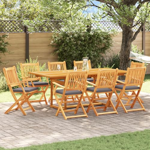 HOMEELIKE Garten-Klappst¨¹hle mit Grauen Kissen 8 STK. Massivholz Akazie von HOMEELIKE