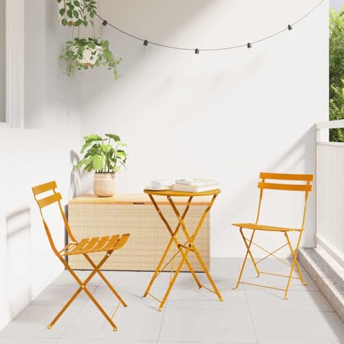 HOMEELIKE Garten Klappstuhl 2 pcs Senfgelb 42 x 46 x 82cm Stahl von HOMEELIKE