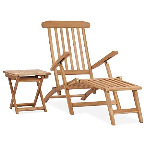 HOMEELIKE Garten-Liegestuhl mit Fu?st¨¹TZE und Tisch Massivholz Teak von HOMEELIKE