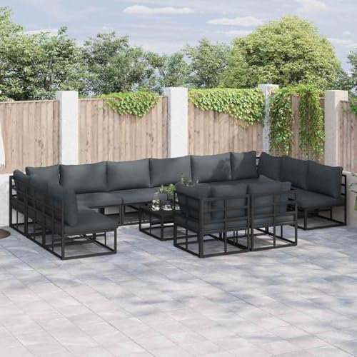 HOMEELIKE Garten-Sofa-Set 13 pcs Schwarz 70 x 70 x 32 cm Aluminium von HOMEELIKE