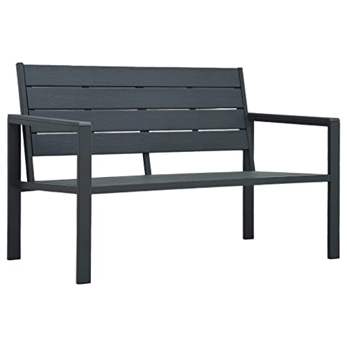 HOMEELIKE Gartenbank 120 cm HDPE Grau Holz-Optik von HOMEELIKE