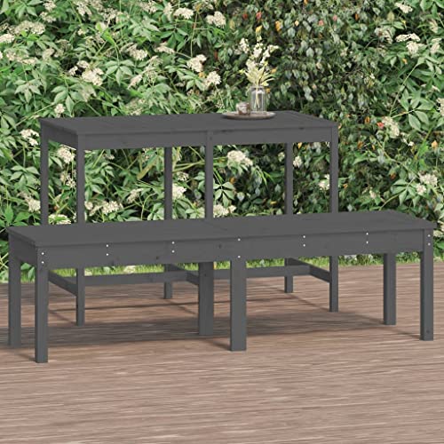 HOMEELIKE Gartenbank 2-Sitzer Grau 159,5x44x45 cm Massivholz Kiefer von HOMEELIKE