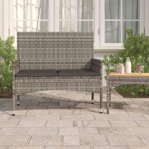 HOMEELIKE Gartenbank 2-Sitzer mit Kissen Grau Poly Rattan von HOMEELIKE