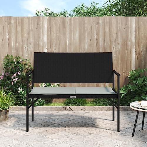 HOMEELIKE Gartenbank 2-Sitzer mit Kissen Schwarz Poly Rattan von HOMEELIKE