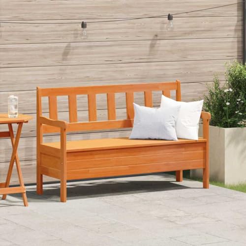 HOMEELIKE Gartenbank Braun 119 x 76 x 44cm Massivholz Kiefer von HOMEELIKE