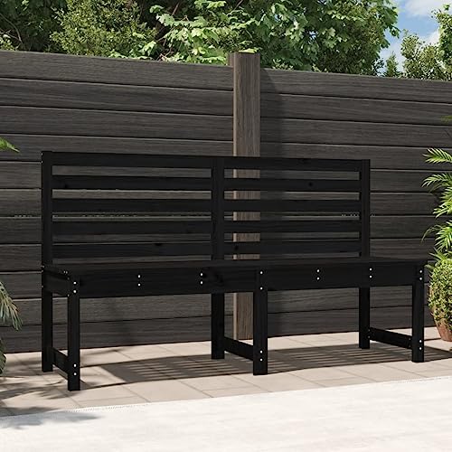 HOMEELIKE Gartenbank Schwarz 157,5 cm Massivholz Kiefer von HOMEELIKE