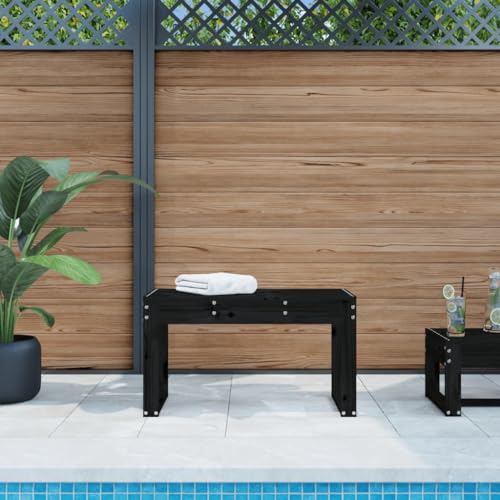HOMEELIKE Gartenbank Schwarz 80x38x45 cm Massivholz Kiefer von HOMEELIKE