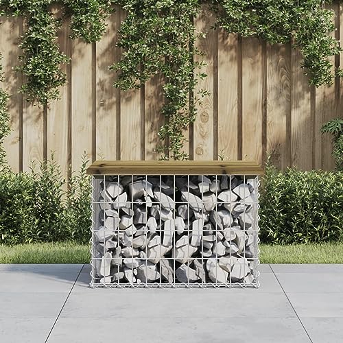HOMEELIKE Gartenbank aus Gabionen 63x44x42 cm Kiefernholz Impraegniert von HOMEELIKE