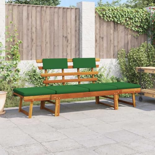 HOMEELIKE Gartenbank mit Auflagen 2-in-1 190 cm Massivholz Akazie von HOMEELIKE
