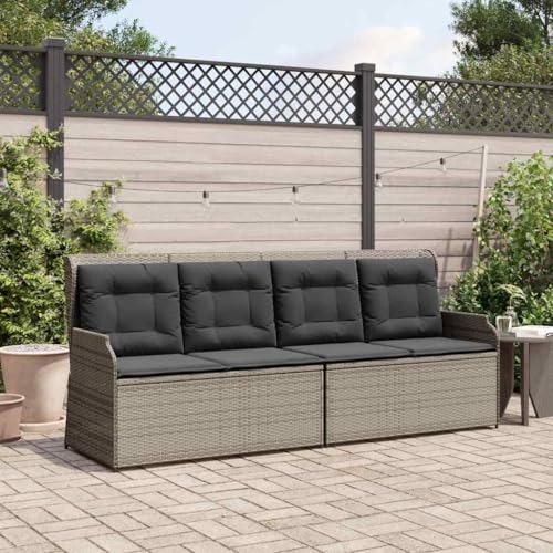 HOMEELIKE Gartenbank mit Kissen Grau Poly Rattan von HOMEELIKE