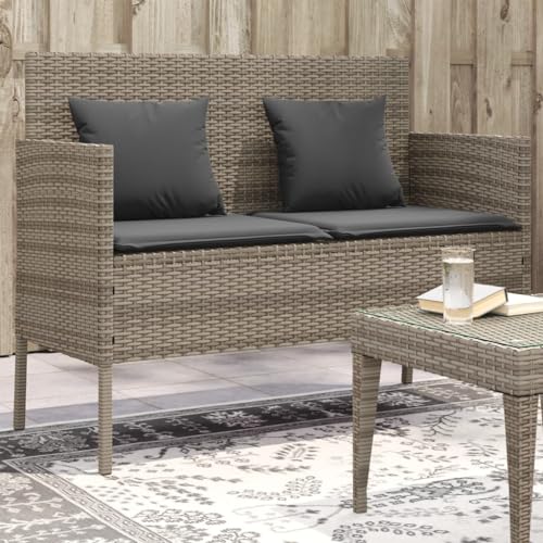 HOMEELIKE Gartenbank mit Kissen Grau Poly Rattan von HOMEELIKE
