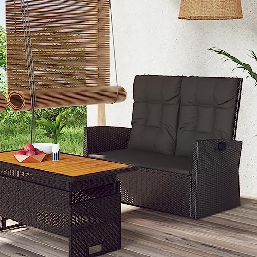 HOMEELIKE Gartenbank mit Liegefunktion & Kissen Schwarz 118cm Poly Rattan HOMEELIKE Gartenbank mit Liegefunktion & Kissen Schwarz 118cm Poly Rattan von HOMEELIKE