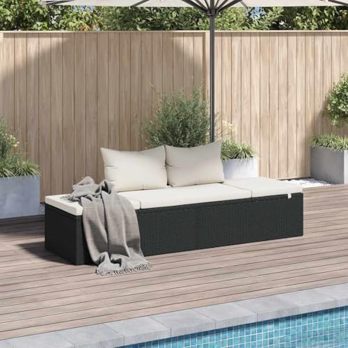 HOMEELIKE Gartenbett Schwarz 195¡Á60 cm Poly Rattan HOMEELIKE Gartenbett Schwarz 195¡Á60 cm Poly Rattan von HOMEELIKE