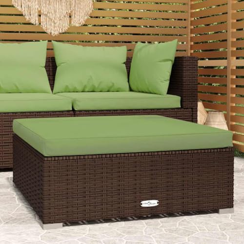 HOMEELIKE Gartenhocker mit Kissen Braun 70x70x30 cm Poly Rattan von HOMEELIKE