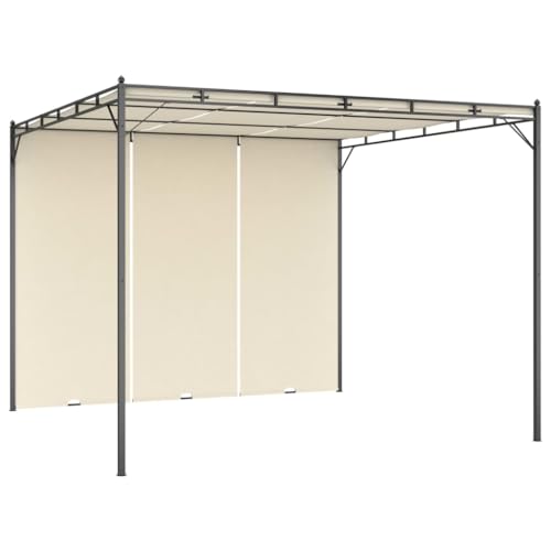 HOMEELIKE Gartenpavillon 3x3x2,25 m Creme Pulverbeschichteter Stahl robust Fuer Outdoor Aktivitaeten von HOMEELIKE
