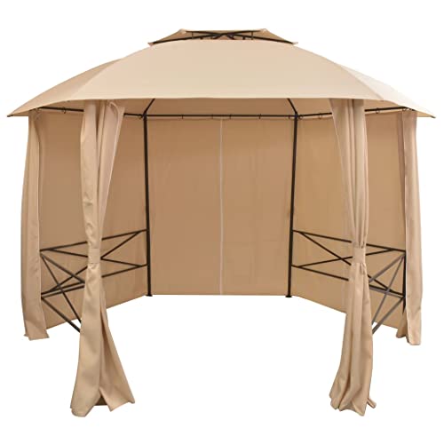 HOMEELIKE Gartenpavillon mit Vorh?ngen Hexagonal 360x265 cm HOMEELIKE Gartenpavillon mit Vorh?ngen Hexagonal 360x265 cm von HOMEELIKE