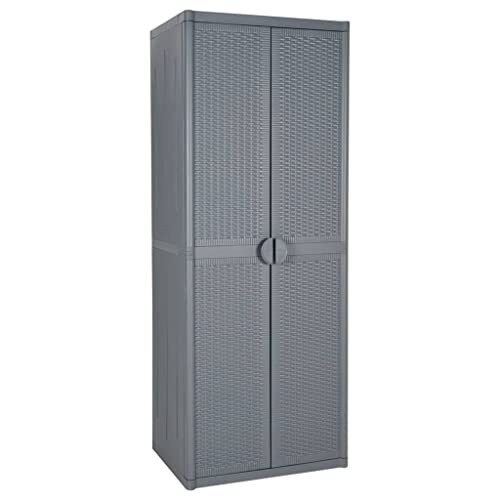 HOMEELIKE Gartenschrank Grau 65x45x172 cm PP Rattan von HOMEELIKE