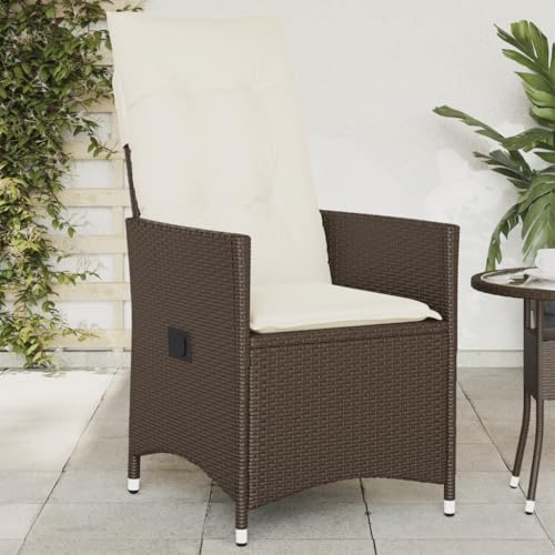HOMEELIKE Gartensessel Verstellbar mit Kissen Braun Poly Rattan von HOMEELIKE