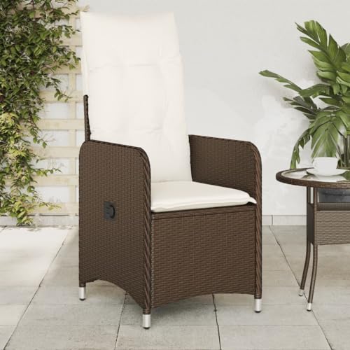 HOMEELIKE Gartensessel mit Kissen 2 STK. Verstellbar Braun Poly Rattan von HOMEELIKE