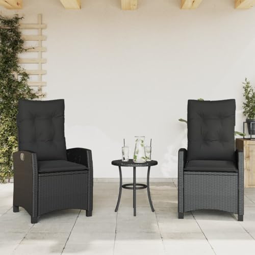 HOMEELIKE Gartensessel mit Kissen 2 STK. Verstellbar Schwarz Poly Rattan von HOMEELIKE