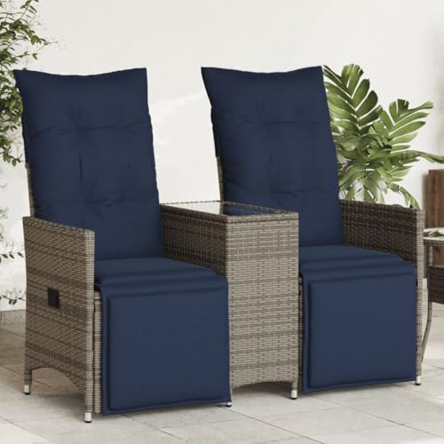 HOMEELIKE Gartensofa Verstellbar 2-Sitzer mit Tisch Grau Poly Rattan HOMEELIKE Gartensofa Verstellbar 2-Sitzer mit Tisch Grau Poly Rattan von HOMEELIKE