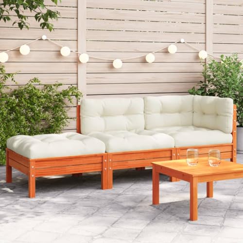 HOMEELIKE Gartensofa mit Kissen und Hocker 3-Sitzer von HOMEELIKE