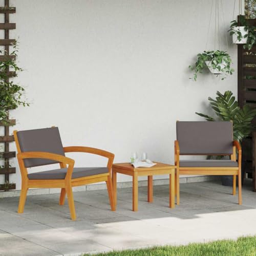 HOMEELIKE Bequeme Gartenstuehle im modernen Design mit wetterfestem Akazienholz von HOMEELIKE