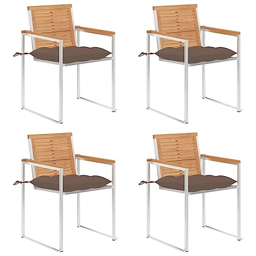 HOMEELIKE Gartenst¨¹hle 4 STK. mit Kissen Massivholz Teak von HOMEELIKE
