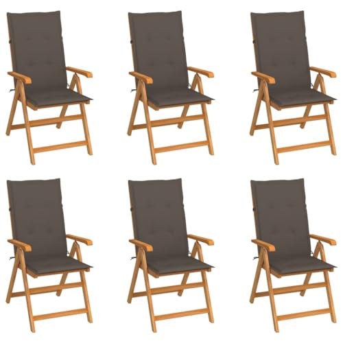 HOMEELIKE Gartenst¨¹hle 6 STK. mit Taupe Kissen Massivholz Teak von HOMEELIKE
