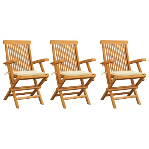 HOMEELIKE Gartenst¨¹hle mit Creme Kissen 3 STK. Massivholz Teak HOMEELIKE Gartenst¨¹hle mit Creme Kissen 3 STK. Massivholz Teak von HOMEELIKE