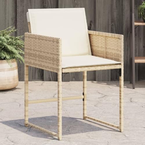 HOMEELIKE Gartenst¨¹hle mit Kissen 4 STK. Beige Poly Rattan von HOMEELIKE