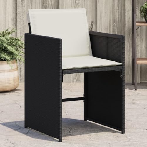 HOMEELIKE Gartenst¨¹hle mit Kissen 4 STK. Schwarz Poly Rattan von HOMEELIKE