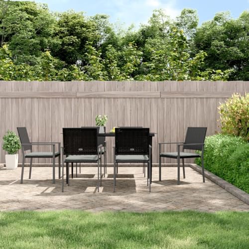 HOMEELIKE Gartenst¨¹hle mit Kissen 6 STK. Schwarz 54x62,5x89cm Poly Rattan von HOMEELIKE