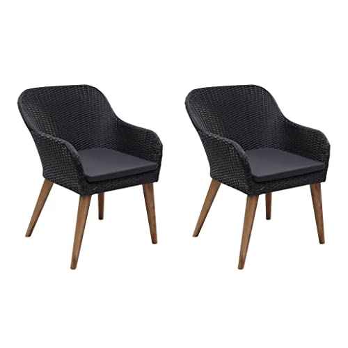 HOMEELIKE Gartenst¨¹hle mit Polstern 2 STK. Poly Rattan Schwarz von HOMEELIKE