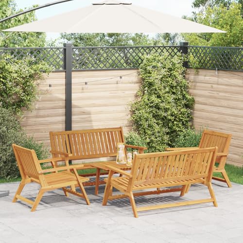 HOMEELIKE Gartenst¨¹hle mit Tisch 5 Teile Massivholz Akazie von HOMEELIKE