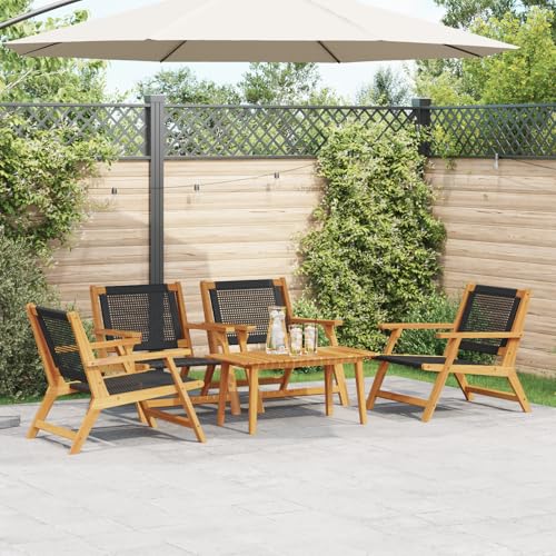 HOMEELIKE Gartenst¨¹hle mit Tischset - 5 Teile, Schwarzes Akazienholz von HOMEELIKE