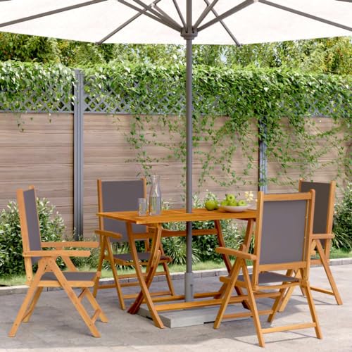 HOMEELIKE Gartenstuhl Verstellbar 4 STK. Anthrazit Stoff und Massivholz von HOMEELIKE